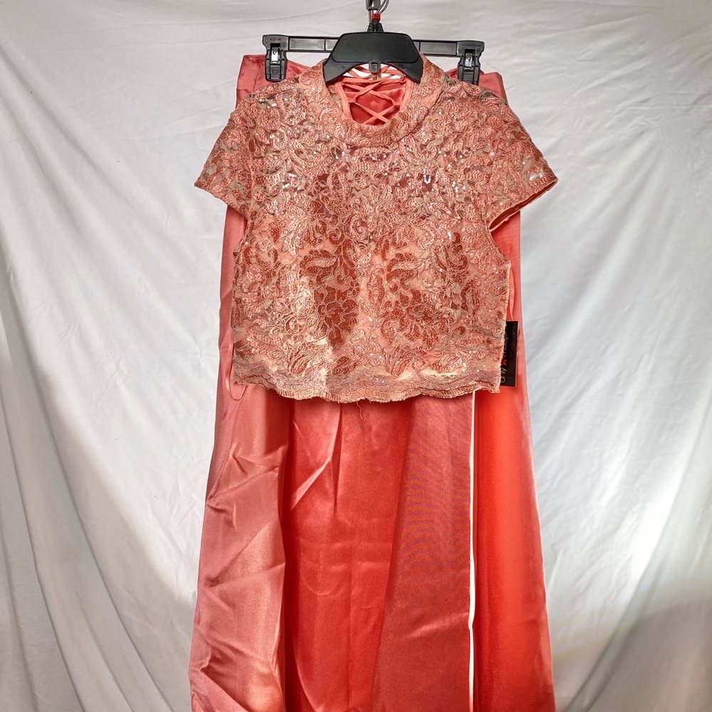 2-Piece Coral/Sequence Formal/Prom Dress